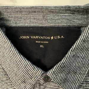 John Varvatos Black and White Striped Casual Button Down Shirt